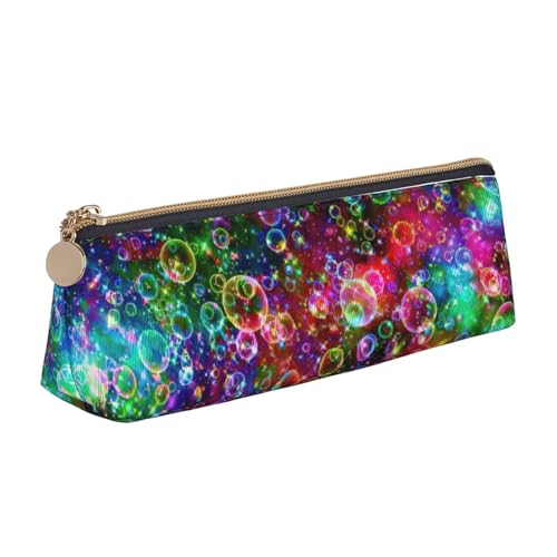 EdsfFehs Federmäppchen aus Leder, mit schönem und buntem Kunstdruck, dreieckige Aufbewahrungstasche für Schreibwaren, schlicht, modisch von EdsfFehs