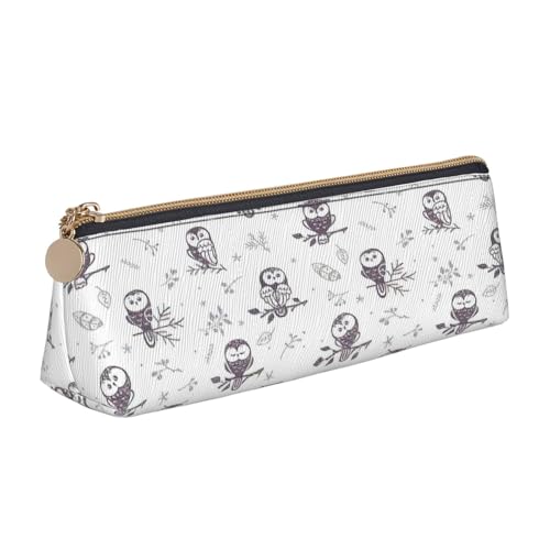 EdsfFehs Federmäppchen aus Leder mit Eulen-Motiv, dreieckige Schreibwaren-Aufbewahrungstasche, einfach und modisch von EdsfFehs