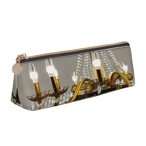 EdsfFehs Federmäppchen aus Leder mit Kronleuchter-Aufdruck, dreieckige Schreibwaren-Aufbewahrungstasche, einfach und modisch von EdsfFehs