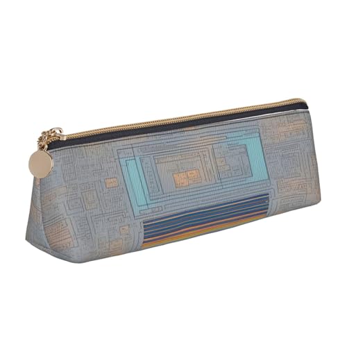 EdsfFehs Federmäppchen aus Leder mit Programmiercode-Druck, dreieckige Aufbewahrungstasche für Schreibwaren, schlicht, modisch von EdsfFehs