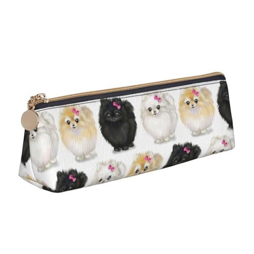 EdsfFehs Federmäppchen aus Leder mit Zwergspitzmuster, dreieckige Schreibwaren-Aufbewahrungstasche, einfach und modisch von EdsfFehs