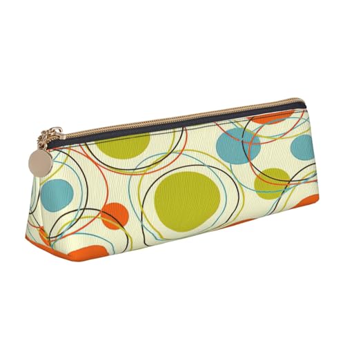 EdsfFehs Federmäppchen aus Leder mit buntem Retro-abstraktem Druck, dreieckige Schreibwaren-Aufbewahrungstasche, einfach und modisch von EdsfFehs