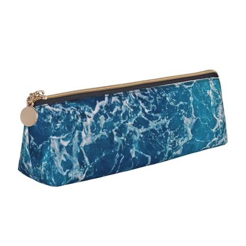 EdsfFehs Federmäppchen aus Leder mit tropischem Ozean-Strand-Motiv, dreieckige Schreibwaren-Aufbewahrungstasche, einfach und modisch von EdsfFehs