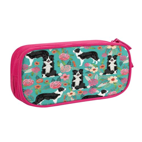 EdsfFehs Federmäppchen mit großem Fassungsvermögen, Border Collie, Blumendruck, doppellagig, Reißverschluss, mehrere Fächer, tragbar, rose, Einheitsgröße, Schulranzen-Set EdsfFehs Federmäppchen mit großem Fassungsvermögen, Border Collie, Blumendruck, doppellagig, Reißverschluss, mehrere Fächer, tragbar, rose, Einheitsgröße, Schulranzen-Set von EdsfFehs