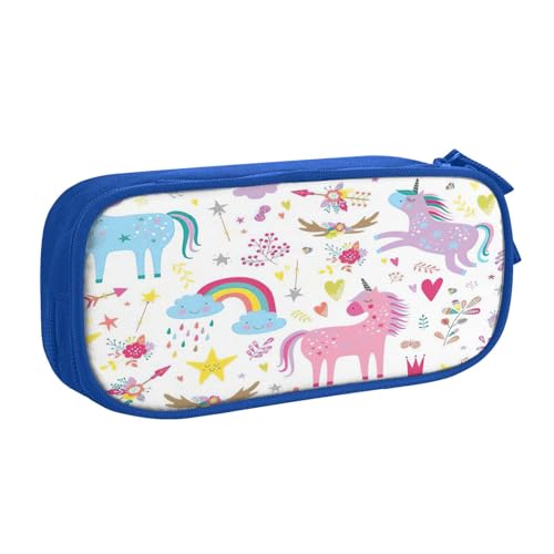 EdsfFehs Federmäppchen mit großem Fassungsvermögen, Einhörner, rosa Druck, doppellagig, mit Reißverschluss, mehrere Fächer, tragbar, blau, Einheitsgröße, Schulranzen-Set EdsfFehs Federmäppchen mit großem Fassungsvermögen, Einhörner, rosa Druck, doppellagig, mit Reißverschluss, mehrere Fächer, tragbar, blau, Einheitsgröße, Schulranzen-Set von EdsfFehs