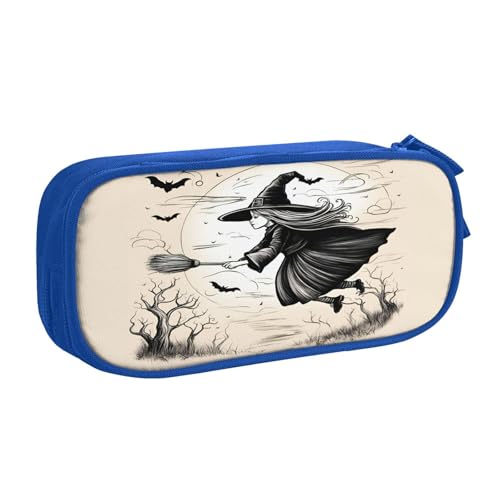 EdsfFehs Federmäppchen mit großem Fassungsvermögen, Halloween-Hexe, fliegender Druck, doppellagig, mit Reißverschluss, mehrere Fächer, tragbar, blau, Einheitsgröße, Schulranzen-Set EdsfFehs Federmäppchen mit großem Fassungsvermögen, Halloween-Hexe, fliegender Druck, doppellagig, mit Reißverschluss, mehrere Fächer, tragbar, blau, Einheitsgröße, Schulranzen-Set von EdsfFehs