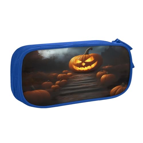 EdsfFehs Federmäppchen mit großem Fassungsvermögen, Halloween-Kürbis-Druck, doppellagig, Reißverschluss, mehrere Fächer, tragbar, blau, Einheitsgröße, Schulranzen-Set EdsfFehs Federmäppchen mit großem Fassungsvermögen, Halloween-Kürbis-Druck, doppellagig, Reißverschluss, mehrere Fächer, tragbar, blau, Einheitsgröße, Schulranzen-Set von EdsfFehs