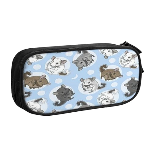 EdsfFehs Federmäppchen mit großem Fassungsvermögen, Motiv: Chinchillas und Mond, doppellagig, mit Reißverschluss, mehrere Fächer, tragbar, Schwarz , Einheitsgröße, Schulranzen-Set EdsfFehs Federmäppchen mit großem Fassungsvermögen, Motiv: Chinchillas und Mond, doppellagig, mit Reißverschluss, mehrere Fächer, tragbar, Schwarz , Einheitsgröße, Schulranzen-Set von EdsfFehs
