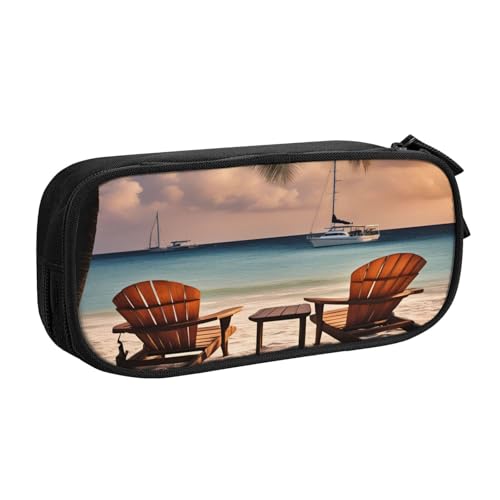 EdsfFehs Federmäppchen mit großem Fassungsvermögen, Motiv: Strandpalme, Stühle, Boote, doppellagig, Reißverschluss, mehrere Fächer, tragbar, Schwarz , Einheitsgröße, Schulranzen-Set EdsfFehs Federmäppchen mit großem Fassungsvermögen, Motiv: Strandpalme, Stühle, Boote, doppellagig, Reißverschluss, mehrere Fächer, tragbar, Schwarz , Einheitsgröße, Schulranzen-Set von EdsfFehs