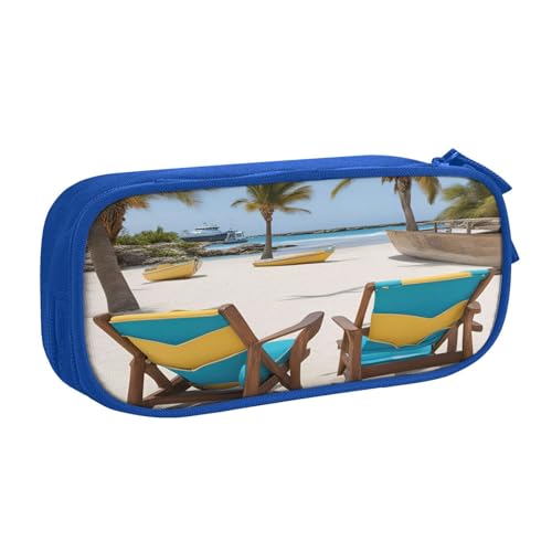 EdsfFehs Federmäppchen mit großem Fassungsvermögen, Motiv: Strandpalme, Stühle, Boote, doppellagig, Reißverschluss, mehrere Fächer, tragbar, blau, Einheitsgröße, Schulranzen-Set EdsfFehs Federmäppchen mit großem Fassungsvermögen, Motiv: Strandpalme, Stühle, Boote, doppellagig, Reißverschluss, mehrere Fächer, tragbar, blau, Einheitsgröße, Schulranzen-Set von EdsfFehs