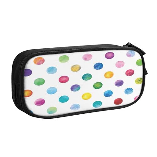 EdsfFehs Federmäppchen mit großem Fassungsvermögen, blau, gepunktet, doppellagig, mit Reißverschluss, mehrere Fächer, tragbar, Schwarz , Einheitsgröße, Schulranzen-Set von EdsfFehs