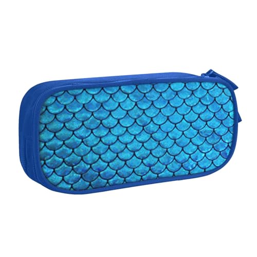 EdsfFehs Federmäppchen mit großem Fassungsvermögen, blauer Fischschuppen-Druck, doppellagig, mit Reißverschluss, mehrere Fächer, tragbar, blau, Einheitsgröße, Schulranzen-Set EdsfFehs Federmäppchen mit großem Fassungsvermögen, blauer Fischschuppen-Druck, doppellagig, mit Reißverschluss, mehrere Fächer, tragbar, blau, Einheitsgröße, Schulranzen-Set von EdsfFehs
