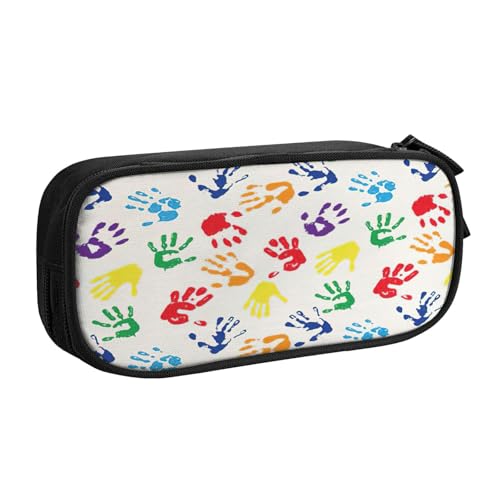 EdsfFehs Federmäppchen mit großem Fassungsvermögen, bunte Handformen, Regenbogen-Druck, doppellagig, mit Reißverschluss, mehrere Fächer, tragbar, Schwarz , Einheitsgröße, Schulranzen-Set EdsfFehs Federmäppchen mit großem Fassungsvermögen, bunte Handformen, Regenbogen-Druck, doppellagig, mit Reißverschluss, mehrere Fächer, tragbar, Schwarz , Einheitsgröße, Schulranzen-Set von EdsfFehs