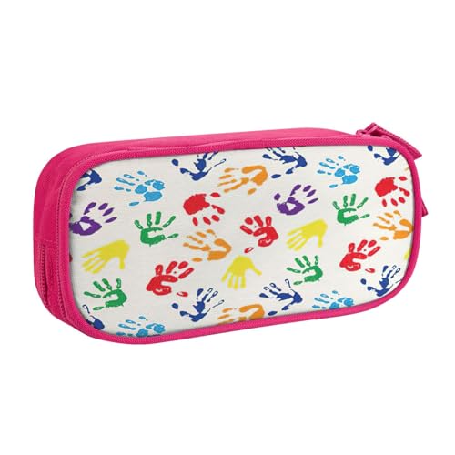 EdsfFehs Federmäppchen mit großem Fassungsvermögen, bunte Handformen, Regenbogen-Druck, doppellagig, mit Reißverschluss, mehrere Fächer, tragbar, rose, Einheitsgröße, Schulranzen-Set EdsfFehs Federmäppchen mit großem Fassungsvermögen, bunte Handformen, Regenbogen-Druck, doppellagig, mit Reißverschluss, mehrere Fächer, tragbar, rose, Einheitsgröße, Schulranzen-Set von EdsfFehs