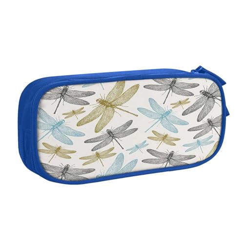EdsfFehs Federmäppchen mit großem Fassungsvermögen, einfacher Libellen-Druck, doppellagig, Reißverschluss, mehrere Fächer, tragbar, blau, Einheitsgröße, Schulranzen-Set EdsfFehs Federmäppchen mit großem Fassungsvermögen, einfacher Libellen-Druck, doppellagig, Reißverschluss, mehrere Fächer, tragbar, blau, Einheitsgröße, Schulranzen-Set von EdsfFehs