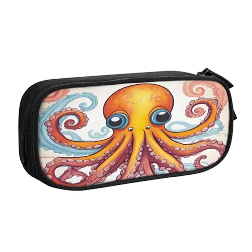 EdsfFehs Federmäppchen mit großem Fassungsvermögen, farbiger Oktopus-Druck, doppellagig, mit Reißverschluss, mehrere Fächer, tragbar, Schwarz , Einheitsgröße, Schulranzen-Set EdsfFehs Federmäppchen mit großem Fassungsvermögen, farbiger Oktopus-Druck, doppellagig, mit Reißverschluss, mehrere Fächer, tragbar, Schwarz , Einheitsgröße, Schulranzen-Set von EdsfFehs