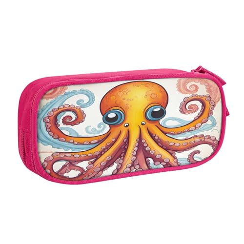 EdsfFehs Federmäppchen mit großem Fassungsvermögen, farbiger Oktopus-Druck, doppellagig, mit Reißverschluss, mehrere Fächer, tragbar, rose, Einheitsgröße, Schulranzen-Set EdsfFehs Federmäppchen mit großem Fassungsvermögen, farbiger Oktopus-Druck, doppellagig, mit Reißverschluss, mehrere Fächer, tragbar, rose, Einheitsgröße, Schulranzen-Set von EdsfFehs