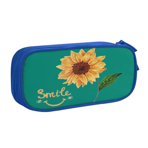EdsfFehs Federmäppchen mit großem Fassungsvermögen, mit Sonnenblumen-Druck, doppellagig, mit Reißverschluss, mehrere Fächer, tragbar, blau, Einheitsgröße, Schulranzen-Set EdsfFehs Federmäppchen mit großem Fassungsvermögen, mit Sonnenblumen-Druck, doppellagig, mit Reißverschluss, mehrere Fächer, tragbar, blau, Einheitsgröße, Schulranzen-Set von EdsfFehs