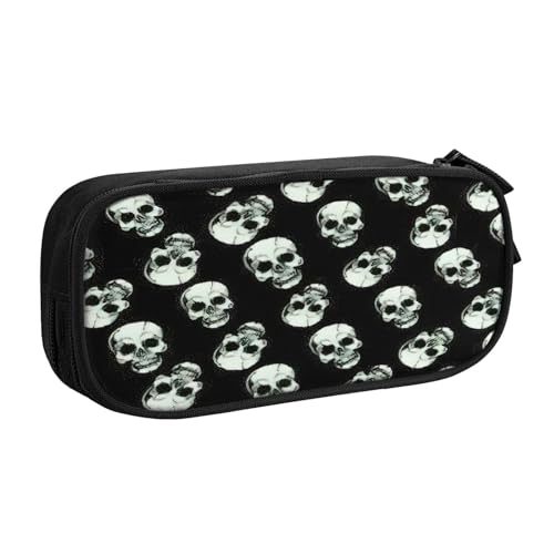 EdsfFehs Federmäppchen mit großem Fassungsvermögen, schwarzer Totenkopf-Druck, doppellagig, mit Reißverschluss, mehrere Fächer, tragbar, Schwarz , Einheitsgröße, Schulranzen-Set EdsfFehs Federmäppchen mit großem Fassungsvermögen, schwarzer Totenkopf-Druck, doppellagig, mit Reißverschluss, mehrere Fächer, tragbar, Schwarz , Einheitsgröße, Schulranzen-Set von EdsfFehs