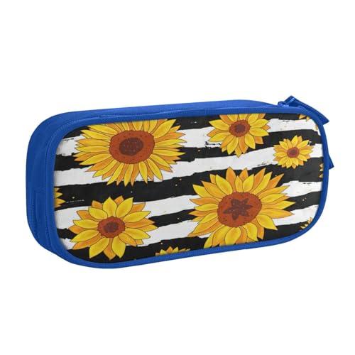 EdsfFehs Federmäppchen mit großem Fassungsvermögen, stilvoller Sonnenblumen-Druck, doppellagig, mit Reißverschluss, mehrere Fächer, tragbar, blau, Einheitsgröße, Schulranzen-Set EdsfFehs Federmäppchen mit großem Fassungsvermögen, stilvoller Sonnenblumen-Druck, doppellagig, mit Reißverschluss, mehrere Fächer, tragbar, blau, Einheitsgröße, Schulranzen-Set von EdsfFehs