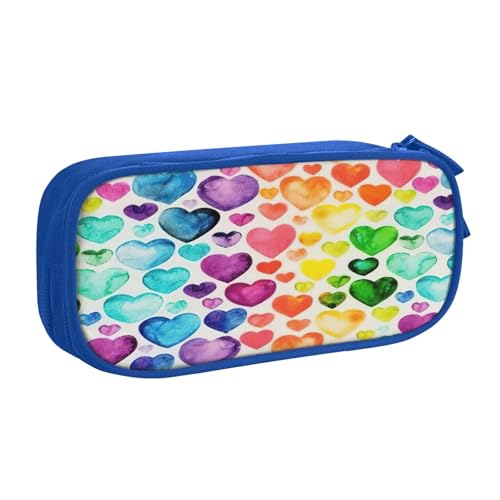 EdsfFehs Großes Fassungsvermögen, Regenbogen-Herz-Druck, doppellagig, Reißverschluss, mehrere Fächer, tragbar, blau, Einheitsgröße, Schulranzen-Set EdsfFehs Großes Fassungsvermögen, Regenbogen-Herz-Druck, doppellagig, Reißverschluss, mehrere Fächer, tragbar, blau, Einheitsgröße, Schulranzen-Set von EdsfFehs