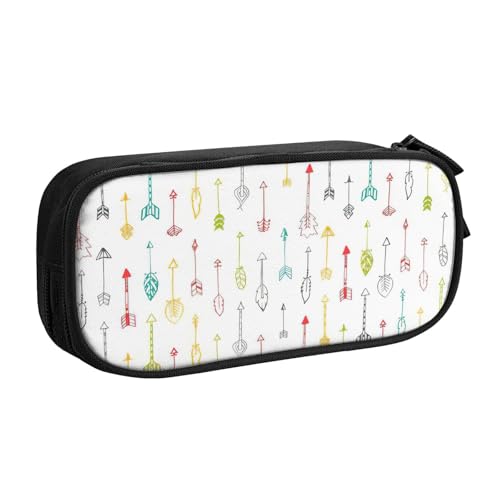 EdsfFehs Großes Fassungsvermögen, bunt, handgezeichnete Kunst mit Boho-Stil, Pfeil-Druck, doppellagig, Reißverschluss, mehrere Fächer, tragbar, Schwarz , Einheitsgröße, Schulranzen-Set von EdsfFehs