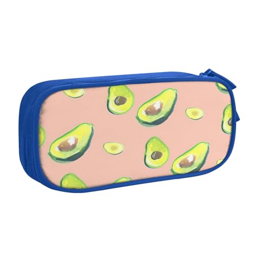 EdsfFehs Großes Fassungsvermögen, viele Avocado-Bilder, doppelschichtiges Reißverschluss-Federmäppchen, mehrere Fächer, tragbar, blau, Einheitsgröße, Schulranzen-Set von EdsfFehs