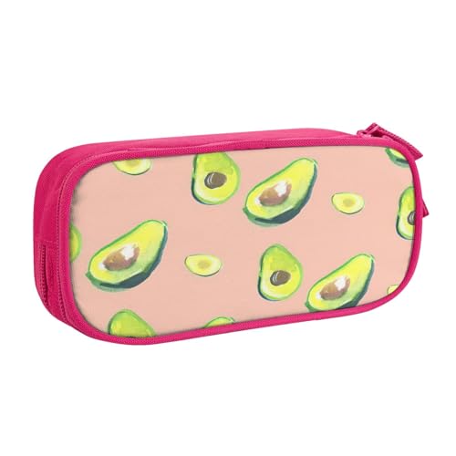 EdsfFehs Großes Fassungsvermögen, viele Avocado-Bilder, doppelschichtiges Reißverschluss-Federmäppchen, mehrere Fächer, tragbar, rose, Einheitsgröße, Schulranzen-Set von EdsfFehs