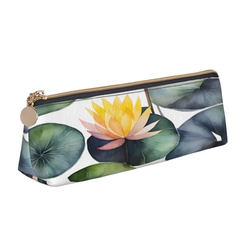 EdsfFehs Schwarze Lilienblöcke 1 bedrucktes Leder-Federmäppchen, dreieckige Schreibwaren-Aufbewahrungstasche, einfach und modisch von EdsfFehs