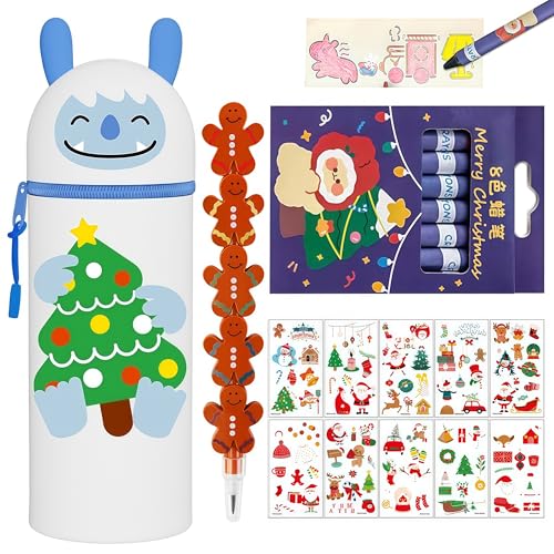 EduPlayte 2 in 1 Silicon Federmäppchen - Kawaii mäppchen Yeti + 8 Buntstifte + 10 Tattoo-Aufkleber + Bleistift - Tischstifthalter, Reißverschluss, Stiftetasche Mädchen Jungen EduPlayte 2 in 1 Silicon Federmäppchen - Kawaii mäppchen Yeti + 8 Buntstifte + 10 Tattoo-Aufkleber + Bleistift - Tischstifthalter, Reißverschluss, Stiftetasche Mädchen Jungen von EduPlayte