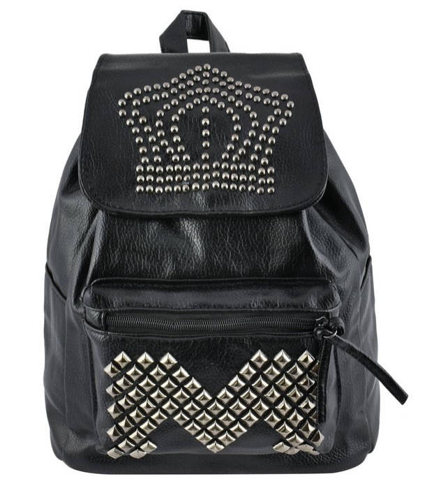 Nieten Schwarzer Rucksack Kunstleder Rucksack Nieten Schwarzer Rucksack Kunstleder Rucksack von EducPrettyGirls