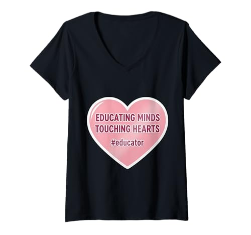 Damen Bildung von Köpfen, Herzen berühren, Schullehrer, Ausbilder T-Shirt mit V-Ausschnitt Damen Bildung von Köpfen, Herzen berühren, Schullehrer, Ausbilder T-Shirt mit V-Ausschnitt von Educating Minds Touching Hearts Teacher Products