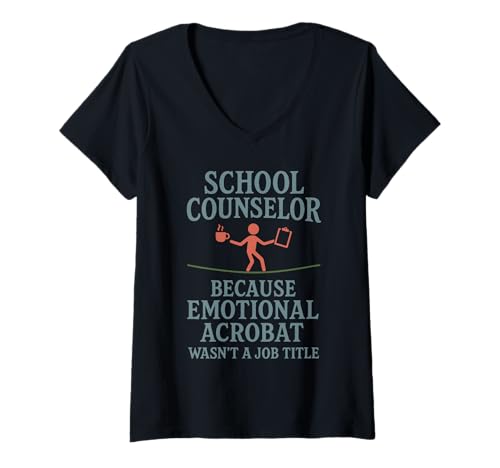Damen Schulberater zur psychischen Gesundheit, Therapieunterstützung T-Shirt mit V-Ausschnitt Damen Schulberater zur psychischen Gesundheit, Therapieunterstützung T-Shirt mit V-Ausschnitt von Education Staff Appreciation Burnout Humor Therapy