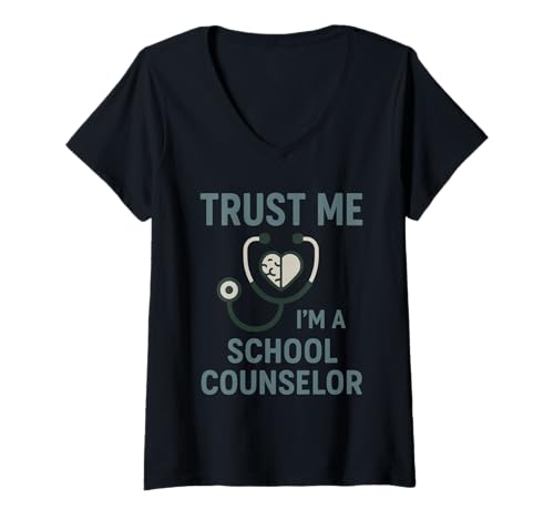 Damen Schulberater zur psychischen Gesundheit, Therapieunterstützung T-Shirt mit V-Ausschnitt Damen Schulberater zur psychischen Gesundheit, Therapieunterstützung T-Shirt mit V-Ausschnitt von Education Staff Appreciation Burnout Humor Therapy