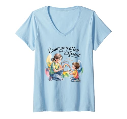 Damen Kommunikation Sieht Anders aus Sprachtherapie T-Shirt mit V-Ausschnitt Damen Kommunikation Sieht Anders aus Sprachtherapie T-Shirt mit V-Ausschnitt von Education Teacher