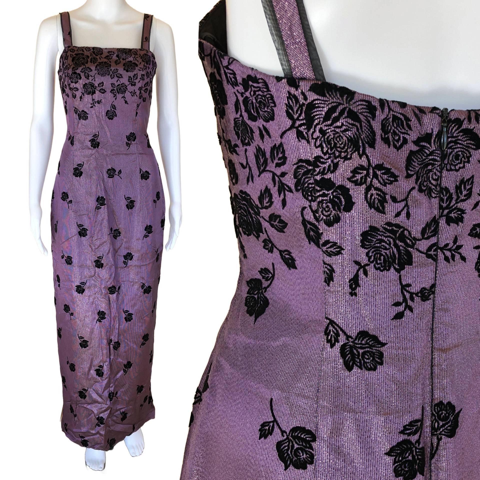 90Er Jahre Floral Samt Meerjungfrau Kleid Schwarze Rose Ärmelloses Maxikleid 90Er Jahre Floral Samt Meerjungfrau Kleid Schwarze Rose Ärmelloses Maxikleid von EducationIsPRICELESS