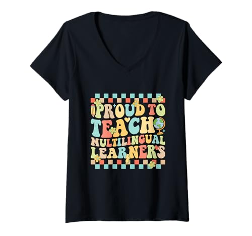 Damen Stolz darauf, mehrsprachige Lernende zu unterrichten T-Shirt mit V-Ausschnitt Damen Stolz darauf, mehrsprachige Lernende zu unterrichten T-Shirt mit V-Ausschnitt von Educational Pride