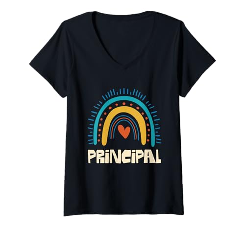 Damen Principal Rainbow Heart Appreciation T-Shirt mit V-Ausschnitt Damen Principal Rainbow Heart Appreciation T-Shirt mit V-Ausschnitt von Educational Principal Rainbow Heart