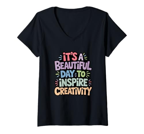 Damen Schöner Tag, um Kreativität zu inspirieren, Lehrer-Wertschätzung T-Shirt mit V-Ausschnitt Damen Schöner Tag, um Kreativität zu inspirieren, Lehrer-Wertschätzung T-Shirt mit V-Ausschnitt von Educator Inspiration Classroom Motivation