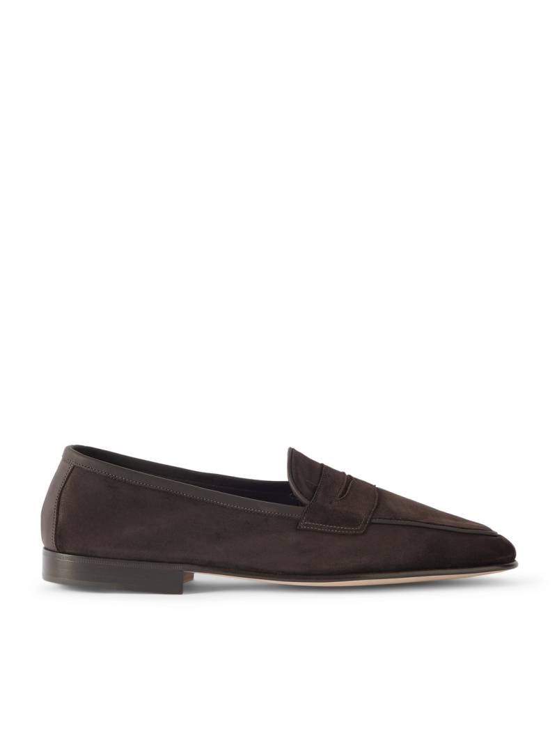Edward Green - Polperro Leather-Trimmed Suede Penny Loafers - Men - Brown - UK 7.5 von Edward Green