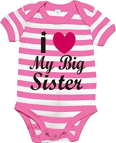 Edward Sinclair Gestreifter Baby-Body mit Aufschrift "I Love My Big Sister" Gr. 0-3 Monate, bubblegum pink von Edward Sinclair