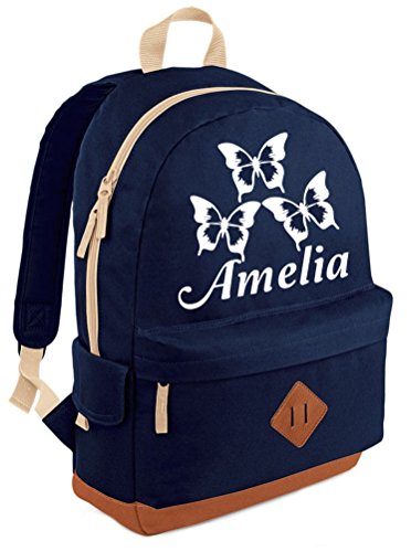 Rucksack, Motiv: Schmetterling, personalisierbar mit Namen, Marineblau, navy, Einheitsgröße, Schulrucksack von Edward Sinclair