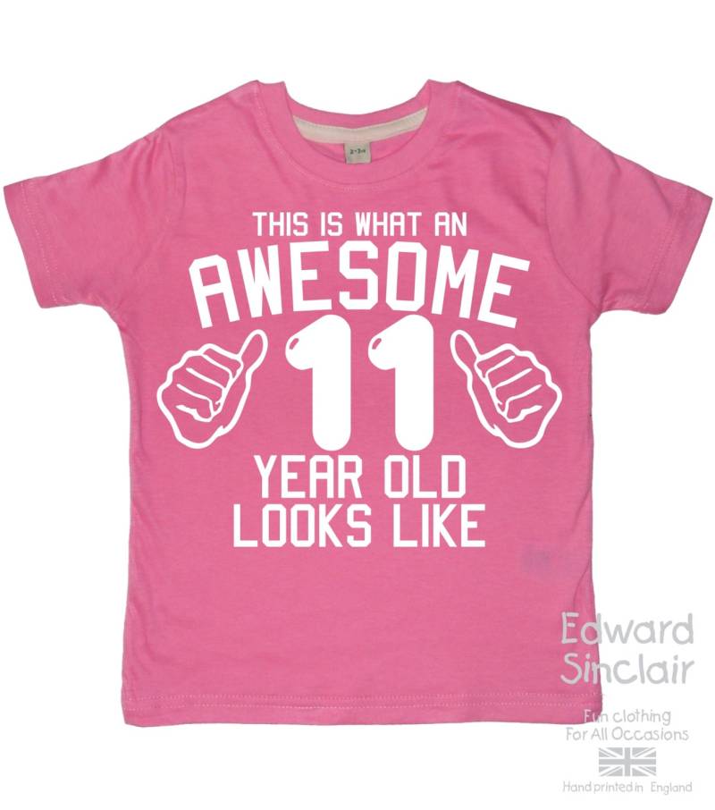 So Sieht Ein Toller 11-Jähriger Aus. Mädchen T-Shirt Zum 11. Geburtstag Mit Weißem Glitzerprint von EdwardSinclair
