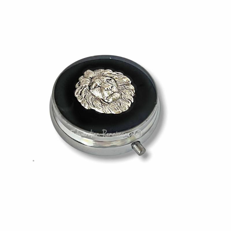 Antike Silber Lion Pill Box Handbemalte Emaille, Personalisierte Hülle von EdwardianRenaissance