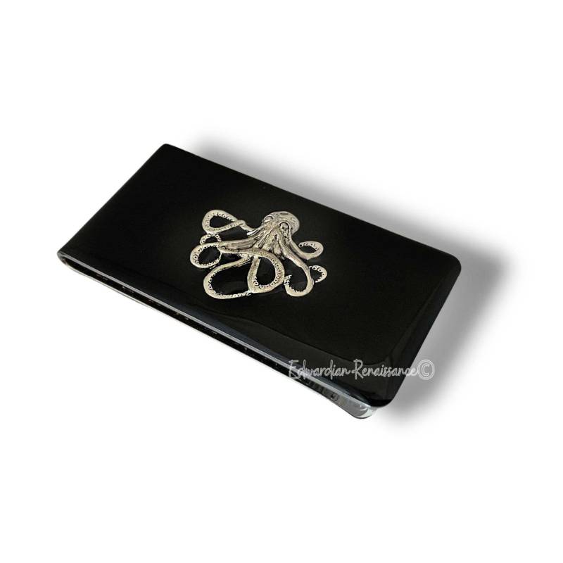 Antike Silber Oktopus Geldscheinklammer Handbemalte Schwarze Emaille, Personalisierte Option Antike Silber Oktopus Geldscheinklammer Handbemalte Schwarze Emaille, Personalisierte Option von EdwardianRenaissance