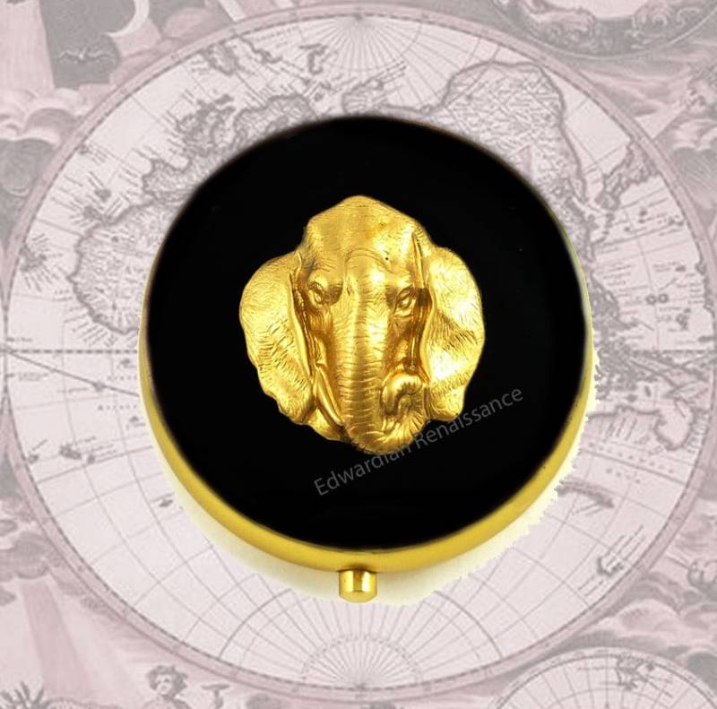 Elefant Pillendose Handbemalte Emaille, Safari-stil, Personalisierte Option von EdwardianRenaissance