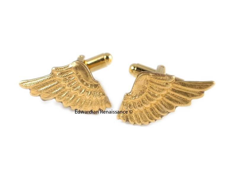 Gold Engel Flügel Manschettenknöpfe Neo Viktorianisch Vintage Inspiriert von EdwardianRenaissance