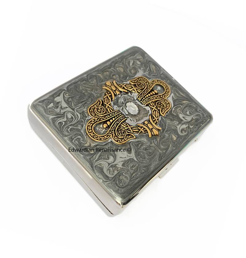 Jugendstil Pillendose Silber Emaille von EdwardianRenaissance