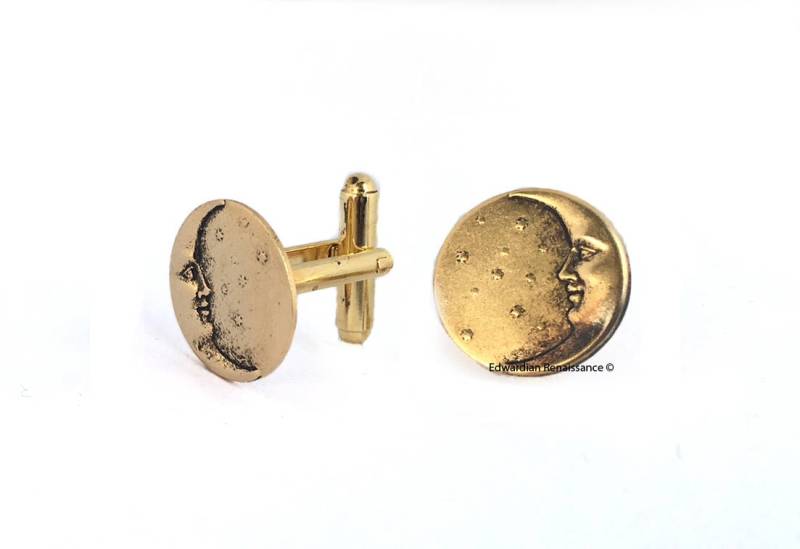 Mond Und Sterne Manschettenknöpfe Antikes Gold Plättchen Manschettenknöpfe von EdwardianRenaissance