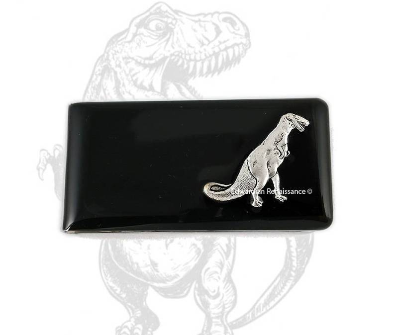 T-Rex Geldklammer Handbemalte Schwarze Emaille von EdwardianRenaissance